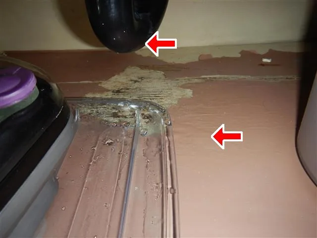 Inspection photo: vanity water damage