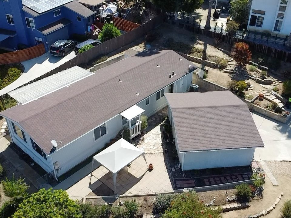 Aerial drone roof inspection in Bonita, San Diego