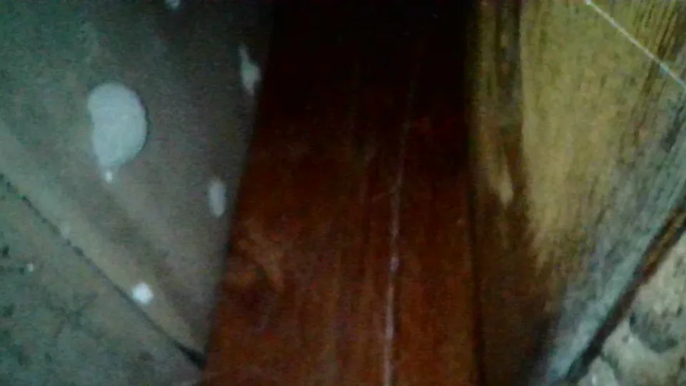 Inspection photo: concealed balcony framing borescope